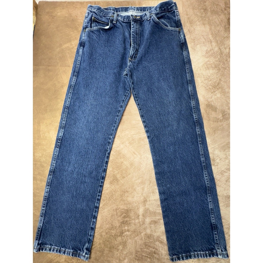 Wrangler Men's Blue Dark Wash Straight Jeans 36x32